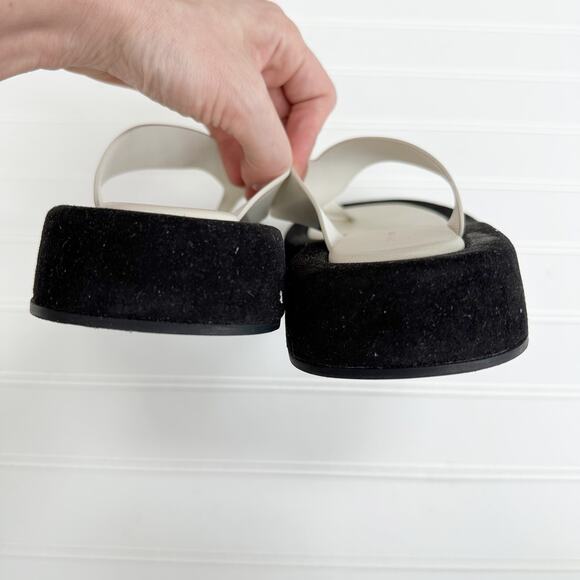The Row Ginza Sandal White Black Leather Platform Flip Flop Slide Two Tone 36.5 - Picture 5 of 10